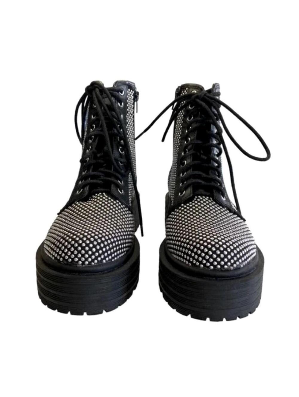 Gianni Bini Non-Stop Studded Combat Boots Chunky Lug Sole Platform Booties - Picture 3 of 7
